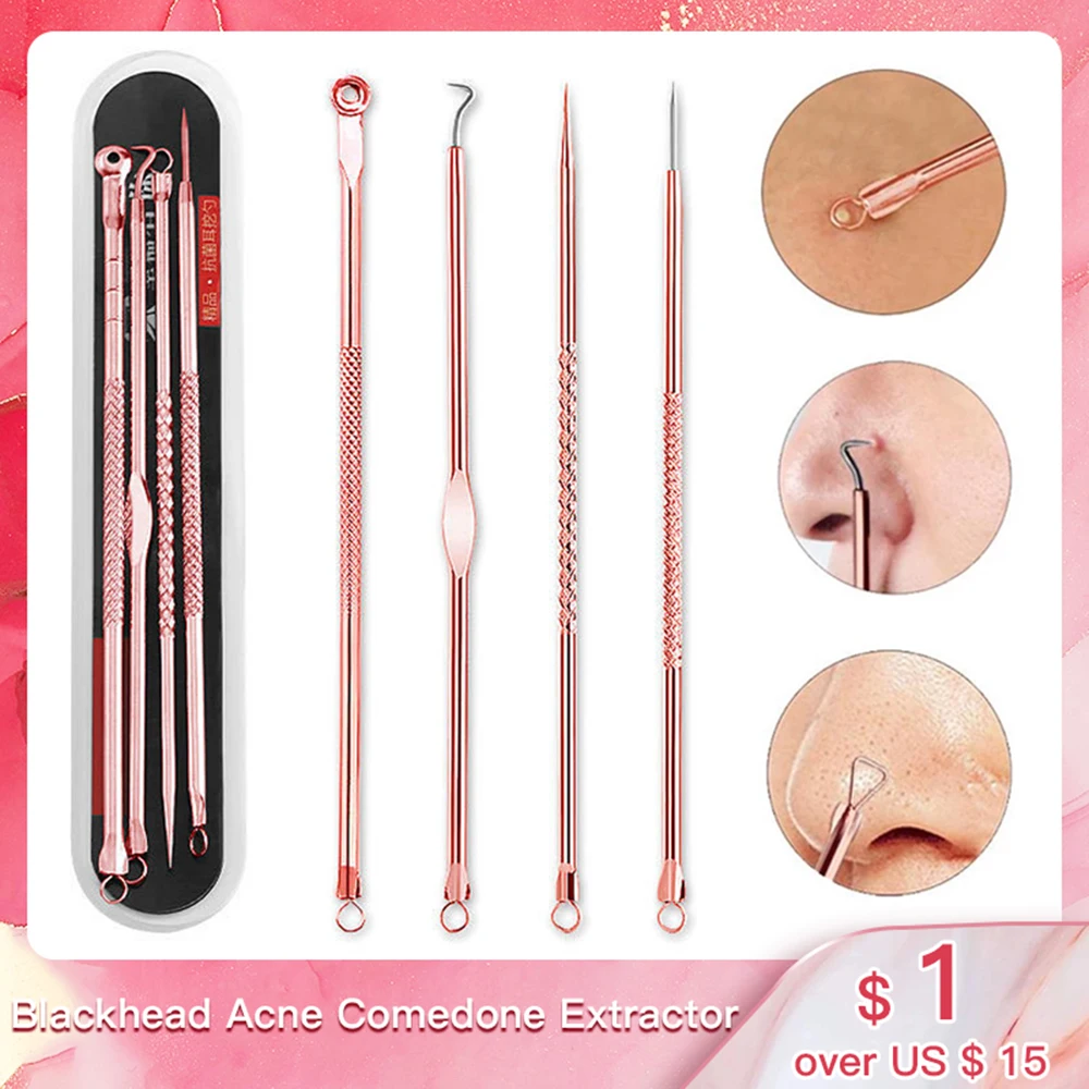 

4pcs/set Blackhead Remover Needles Black Dots Acne Comedone Extractor Black Spot Pimple Pore Cleaner Face Skin Care Tool