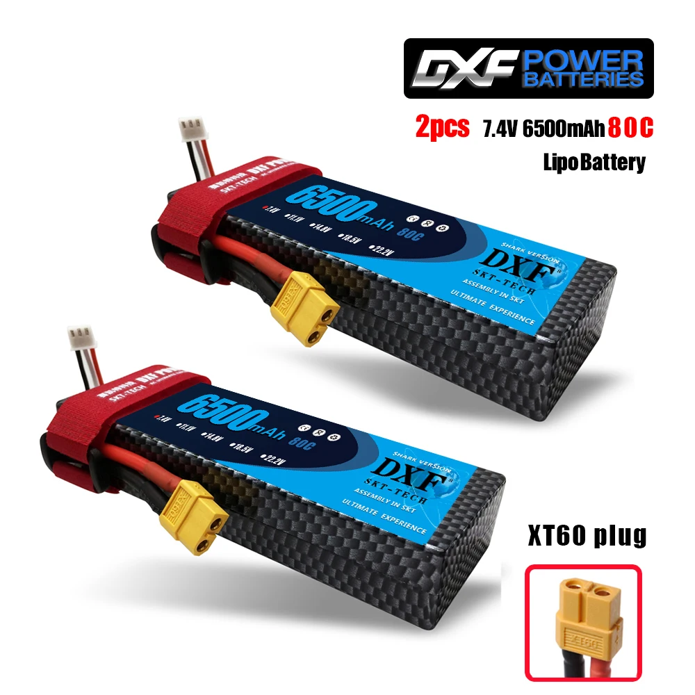 2PCS650080CHARDXT60 2 шт. DXF 7,4 В 3300 мАч 5200 мАч 6500 мАч Lipo аккумулятор жесткий чехол 2S 50C 60C 80C 1/10 1/8 весы для TRX Slash 4x4 RC автомобилей Жесткий Чехол - Цвет: 2PCS650080CHARDXT60