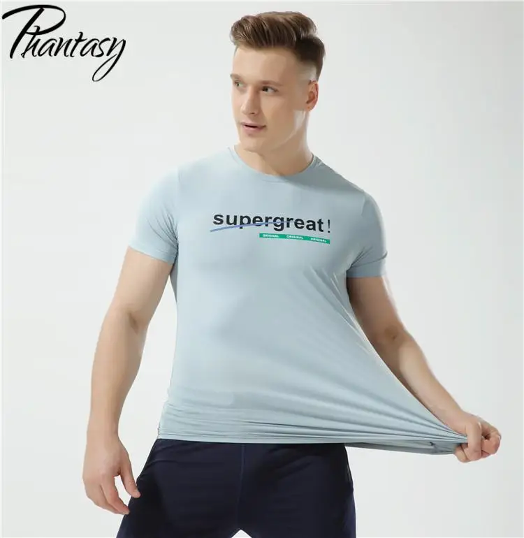 

Phantasy Повседневная Спортивная футболка с коротким рукавом для бега фитнеса мужская одежда с буквенным принтом Футболка с круглым вырезом эл...