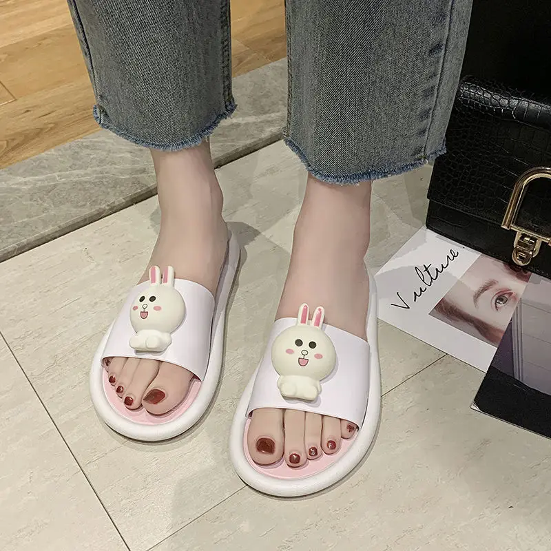 

Summer Bear Slippers Women Home Cartoon Cute Slipper Female Bath Antiskid Outdoor Lovers Slippers Ladies Platform Shoes Woman