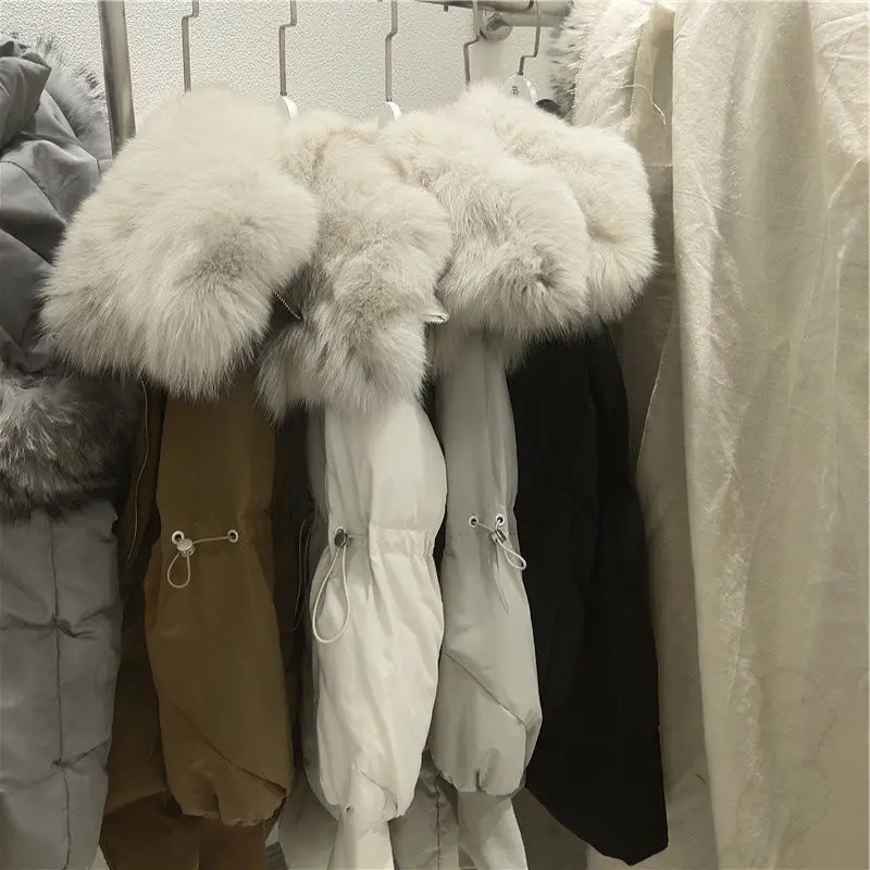 Down Padded Jacket Women 2021 New Outerwear Tide Winter Big Fur Collar Korean Version Mid-Length Thickened Thin Waist Coat M187
