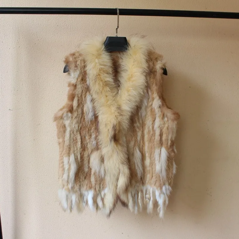 Жилет из натурального меха кролика женский жилет роскошный элегантный воротник