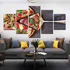 Картина на холсте с пиццей, Настенная картина для ресторана, кухни, украшение на стену, набор из пяти предметов, домашний декор