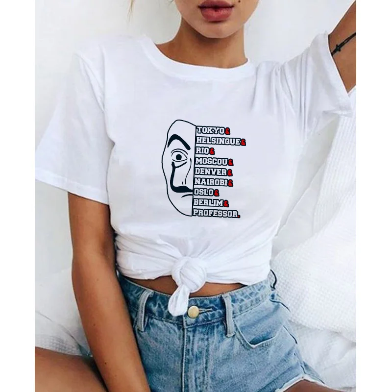 

2020 La Casa De Papel Tshirt Money Heist Tees TV Series Women Short Sleeve House of Paper Funny Harajuku Oversized T Shirt