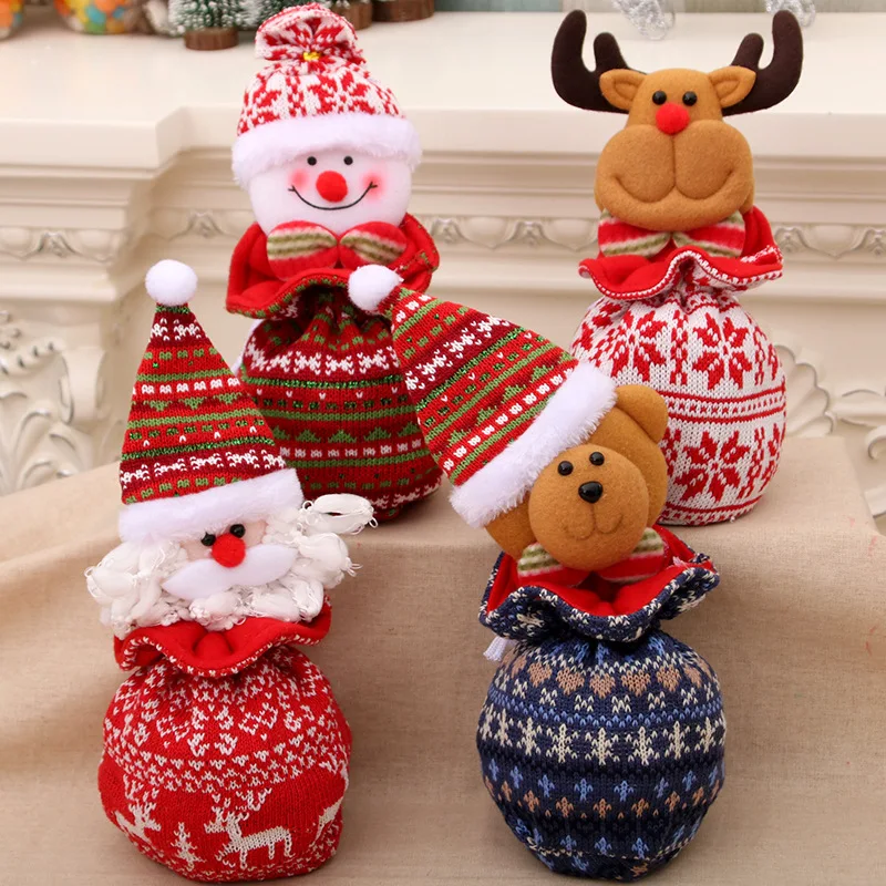 

Christmas Gift Doll Bags with Drawstring Design Candy Storage Pouch Desktop Home Decoration