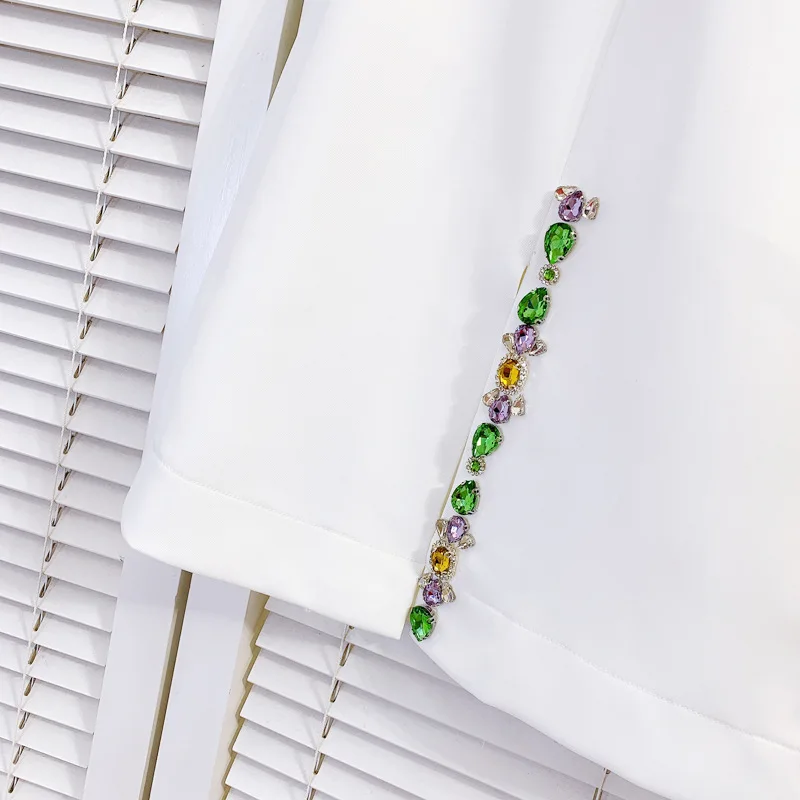 

2021 Spring Summer Skirt Women Heavy Inlaid Ornamental Stone Decorative Split Bow Skirt High Waist Slimming Temperament Skirt