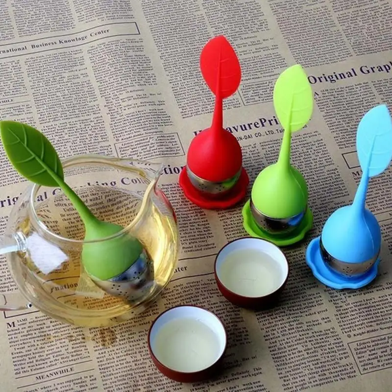 

Creative leaf silicone tea drainer Reusable tea accessory Food grade tea filter Cute tea infuser in the kitchen multiple colour