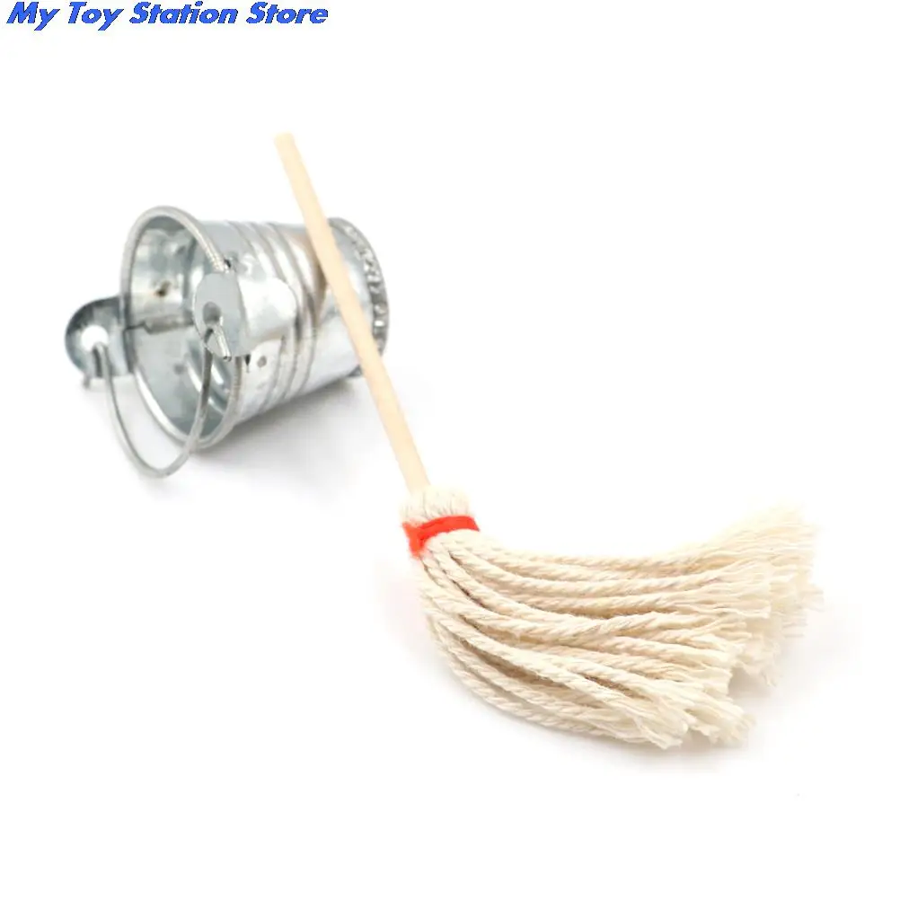 New Scale 1:12 Dollhouse Miniature Kitchen Garden Mop Bucket Classic Pretend Play Furniture Cute Toys Creative Gifts Presents | Игрушки и