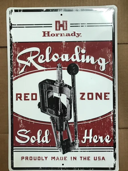 

Hornady Reloading Redzone Tin Sign Tin & Metal Sign Wall Poster Wall Decor Home Office Bar Pub Store Garage Coffee Shop