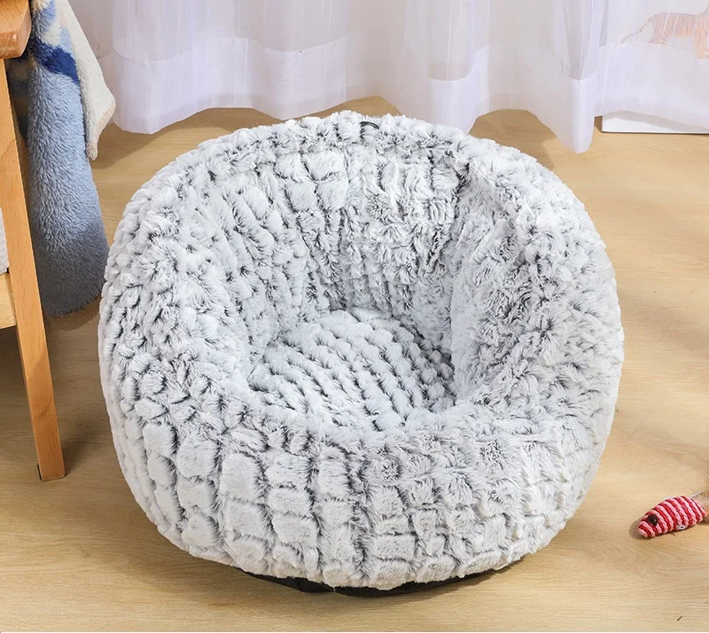 Gray A Новые круглые плюшевые кошки кровать дом мягкий длинный плюшевый Pet кровать коврик зимний теплый спальный дом для кошки маленькие товары для домашних собак - Цвет: Gray A
