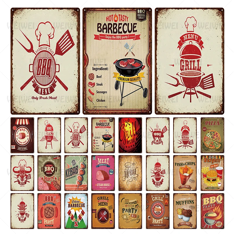 Барбекю зоны папы барбекю винтажная Личная буква слова металлический знак бар клуб настенная подвесная паста металлическая жестяная пластина декоративная табличка