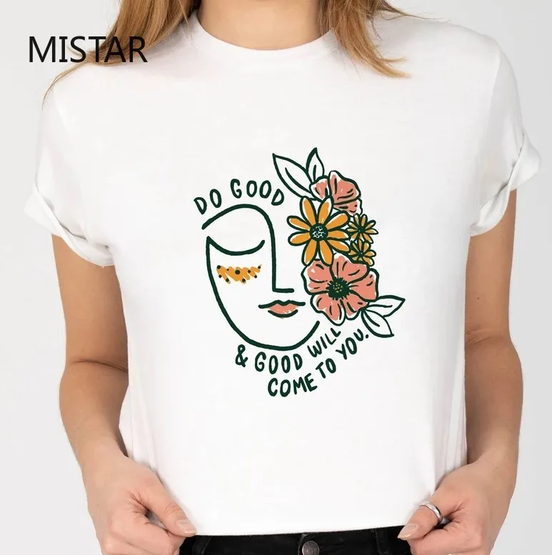 Женская футболка с коротким рукавом рисунком лица|Футболки| |