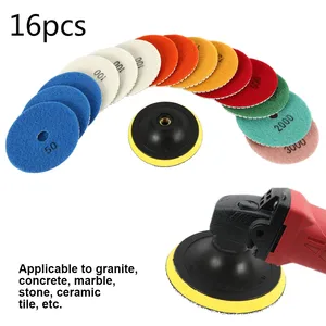 Набор алмазных полировальных дисков для гранитного камня, бетона, мрамора, 4 дюйма, 16 шт., набор дисков