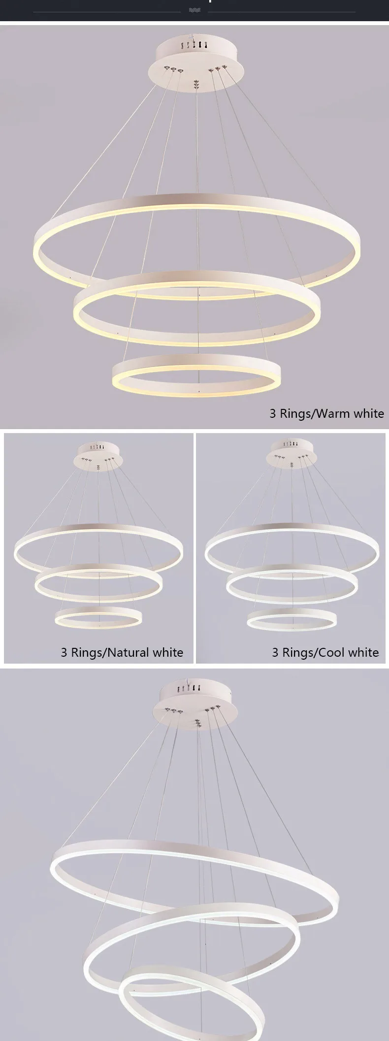 Современная светодиодная Люстра для гостиной, столовой, спальни, ledlamp, черные/белые кольца, подвесной светильник, современная люстра, освещение