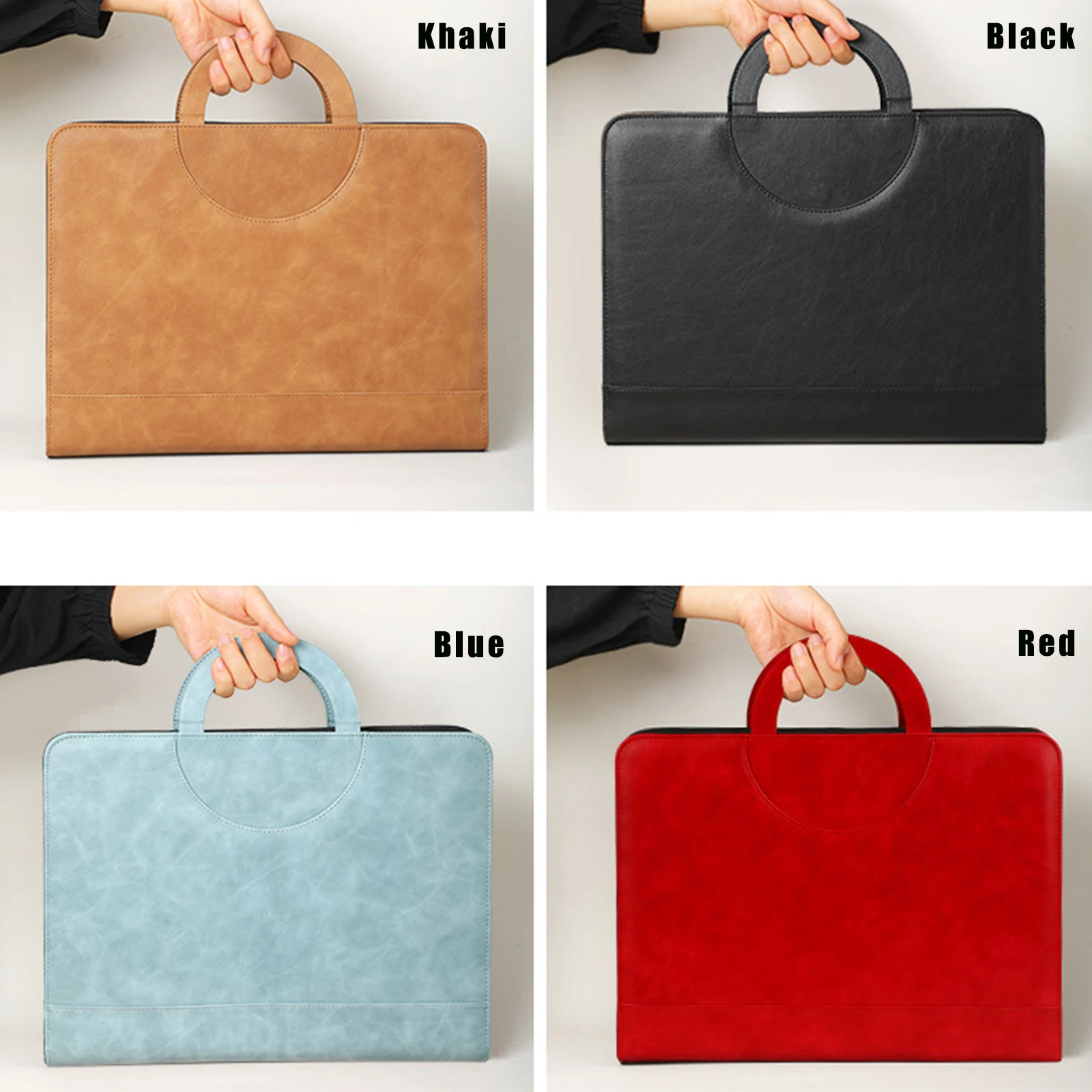 Кожаная папка-портфель А4 на молнии с беспроводной зарядкой 8000 мАч