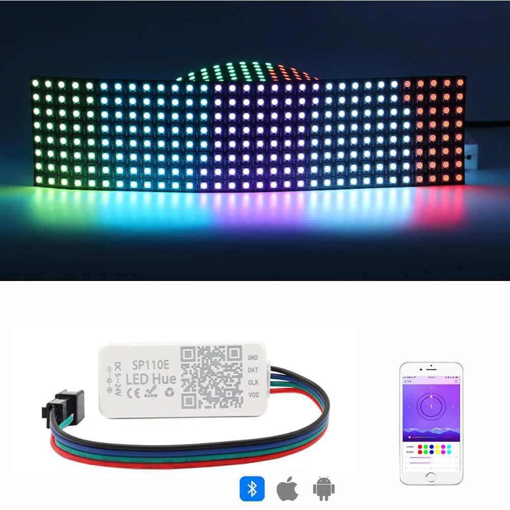 WS2812B LED Digital Flexible Individually Addressable Panel Pixel screen，SP110E (Bluetooth pixel controller)kit | Лампы и освещение