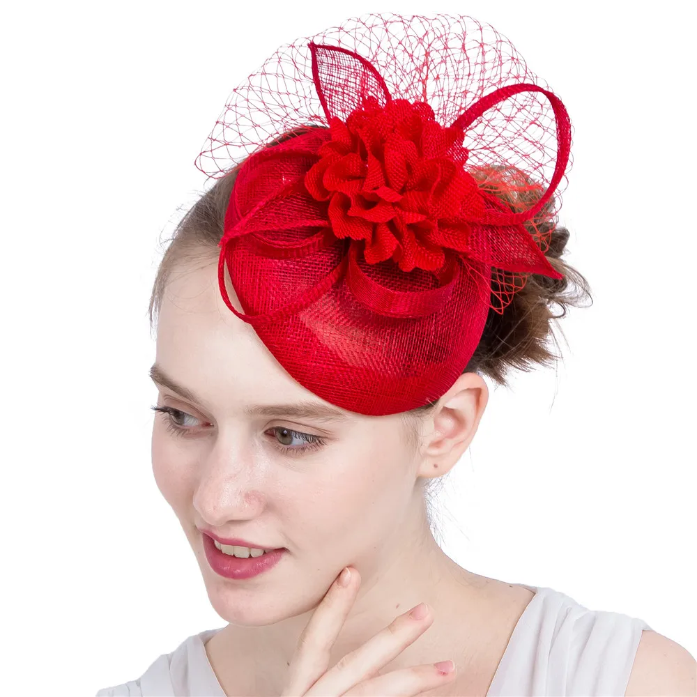 

Lady's Classic Imitation Sinamay Fascinator Wedding Headpiece For Women Wedding Millinery Caps Church Party Hair Accessories