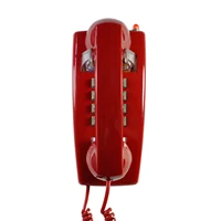 corded red wall phone analog old school phone with cord vintage rotary wall mounted telephone with extra lound ringer