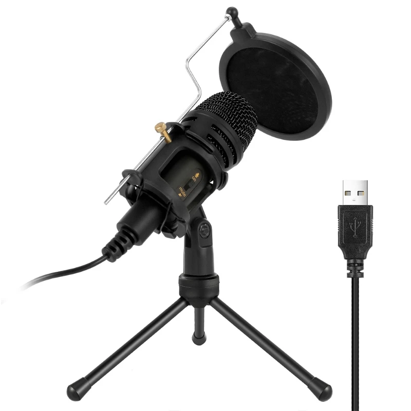 

Metal Microphones Vlog Video Live Streaming with Shock Mount Tripod Round Filter
