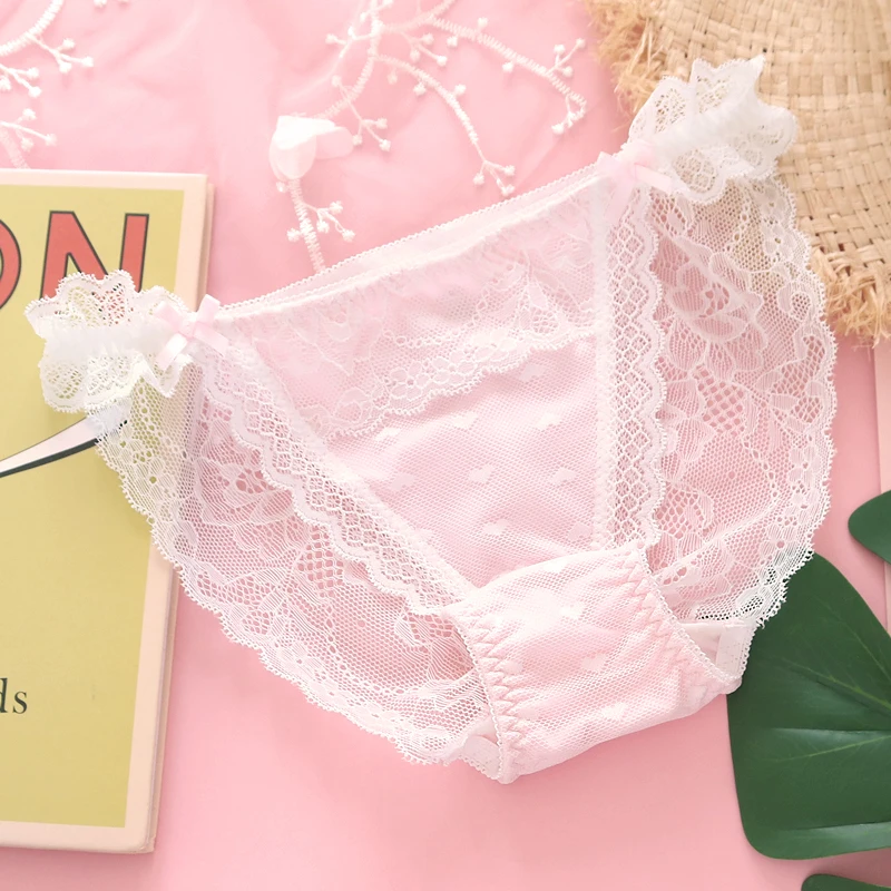 Pink Peach Love Japanese Soft Sister Sweet Lovely Push Up Underwear Set Sexy Young Girl Mesh Lace Bra & Brief Sets Daily Student