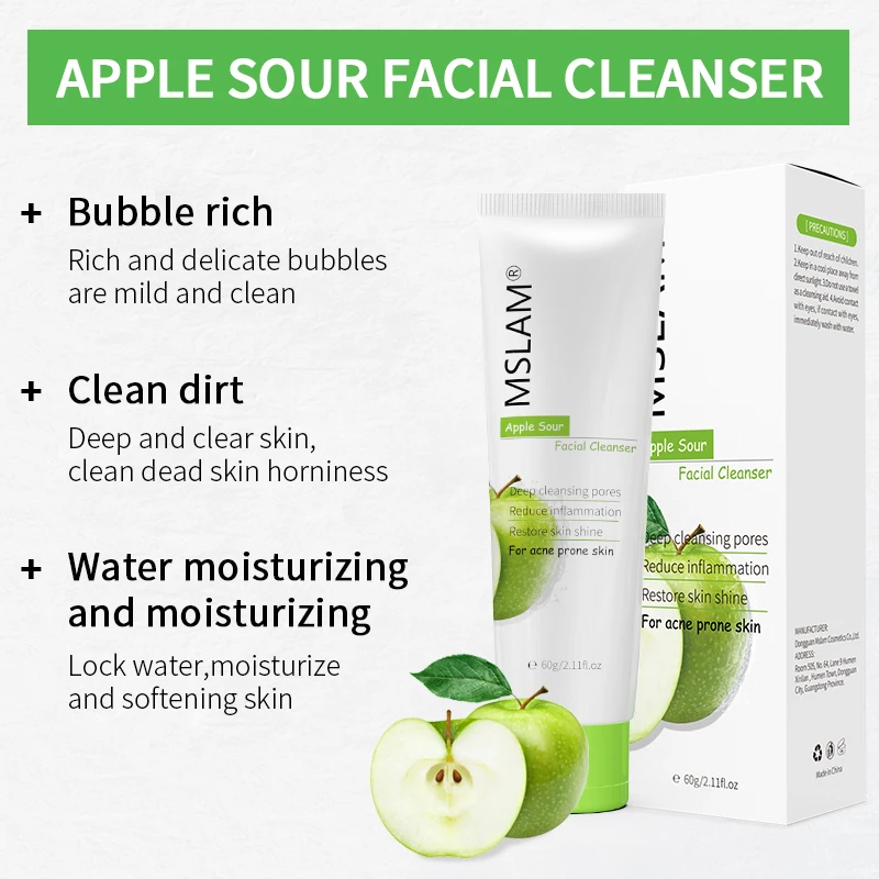 

60g Apple Sour Facial Cleanser Deep Cleansing Shrink Pores Nourishing Exfoliating To Blackhead Moisturizing Firming Skin Care
