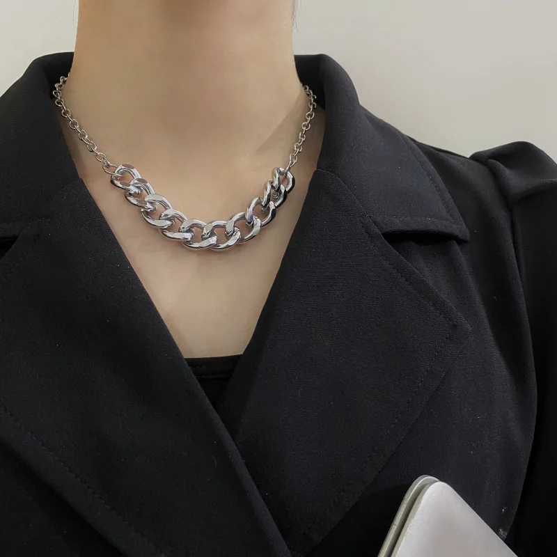 

Thick and thin Stitching Hollow Chain Necklaces for Women Men Long Hip Hop Necklace On The Neck Fashion Jewelry Accessories