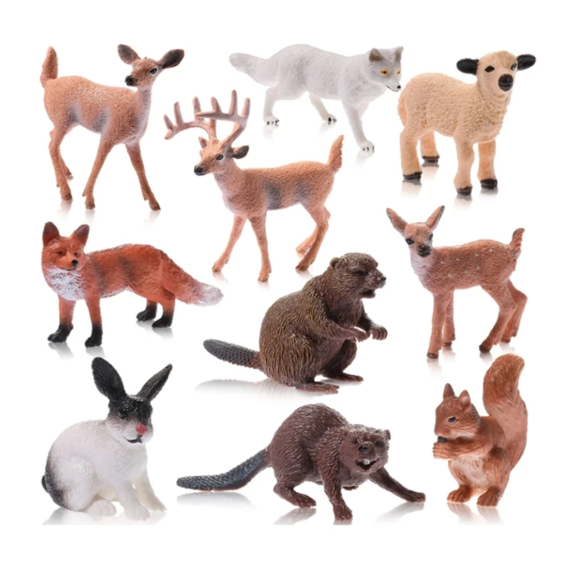 

10 Pieces Forest Animal Dolls,Mini Woodland Creature Statues Cake Decorations,for Birthday Cupcake Decor,Christmas Party