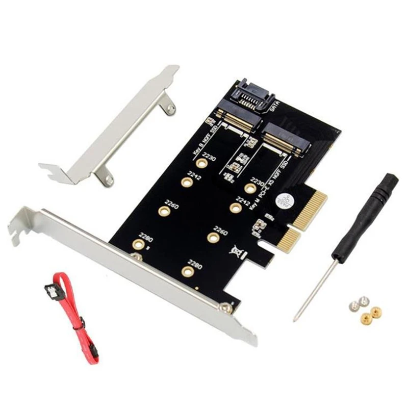 

Двойной адаптер M.2 Pcie, M2 SSD NVME M Key на базе SATA B Key к PCI-E 3,0X4 конвертерной карте, поддержка 2280 2260 2242 2230