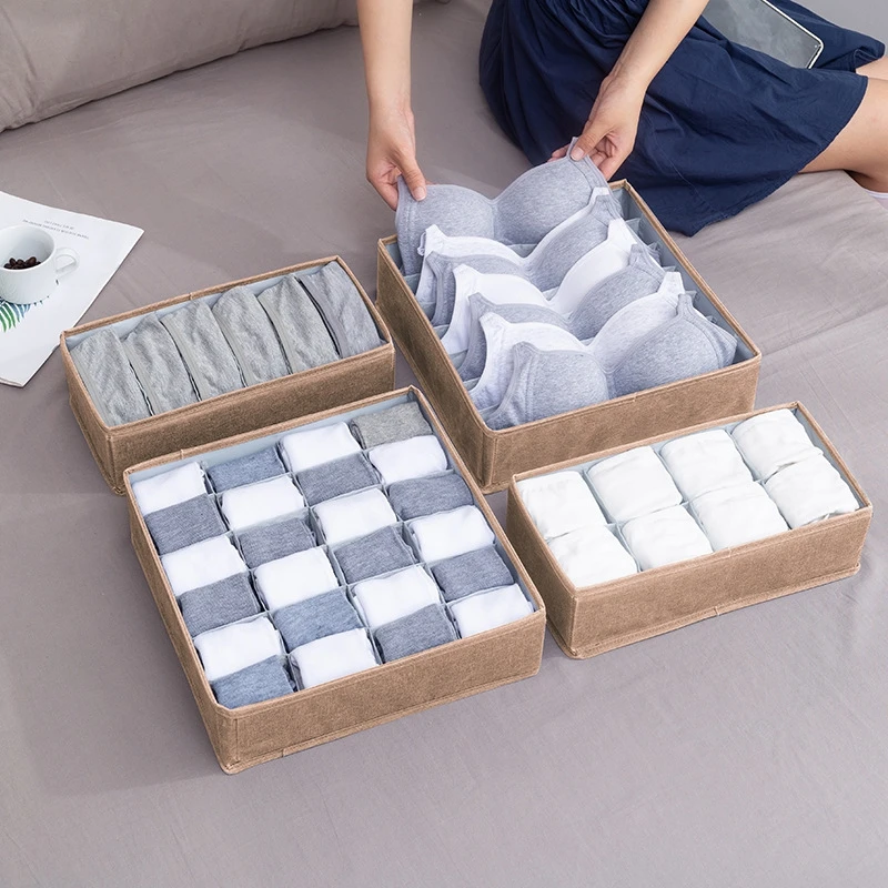 

Foldable Underwear Drawer Organizers With Divider Closet Dresser Clothes Storage Organizer Box For Bras Scarves Ties Socks Boxes