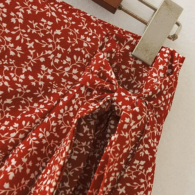 

Fashion Women's High Waist Short Skirt Ruffled Floral Print Mini Skirt Womens