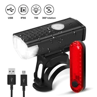 bicycle light front usb rechargeable bike headlight and taillight set mountain cycling front back flashlight bicycle accessories