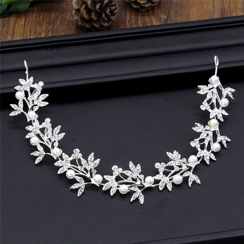 

1pcs Wedding Headbands Women Hairpins Crystal Pearls Flowers For Bride Bridal Headpiece Hair Jewelry Accessories