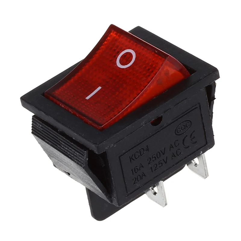 Red Light 4 Pin DPST ON/OFF Snap in Rocker Switch 15A/250V 20A/125V AC 28x22mm | Обустройство дома