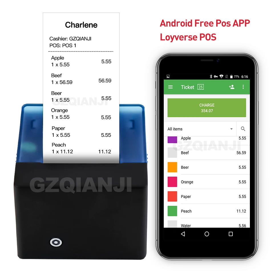 Bluetooth термопринтер 58 мм Мини Термопринтер для чеков система Android iOS термальный