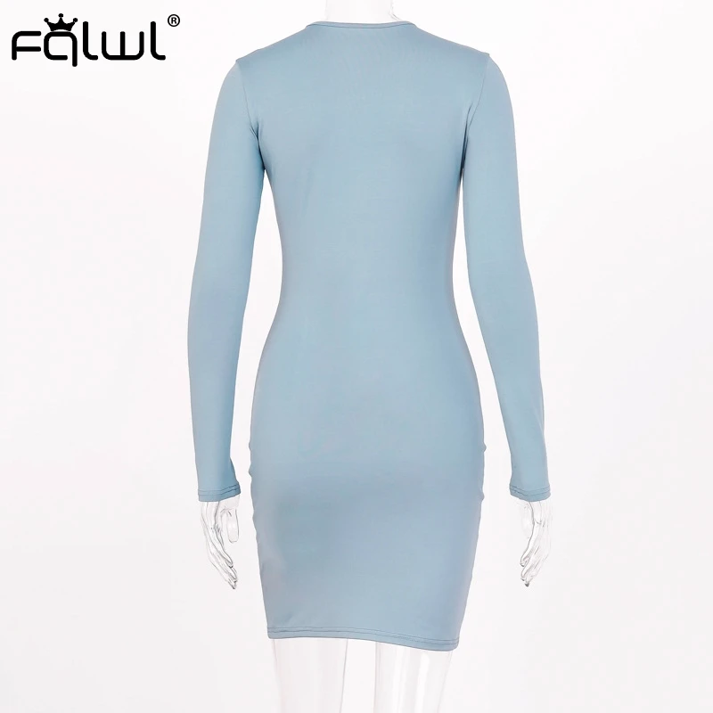 Женское облегающее платье с длинным рукавом FQLWL мини запахом элегантные Клубные