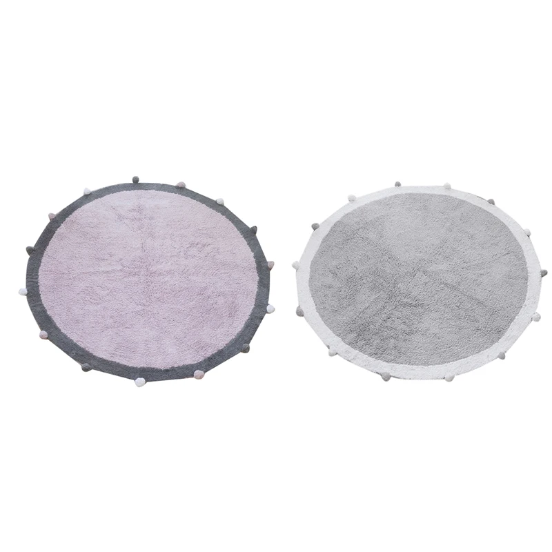 

Round Hair Ball Cotton Texture Mat Children's Room Decoration Home Non-Slip Mat Soft Cotton Fluffy Floor Mat Carpet
