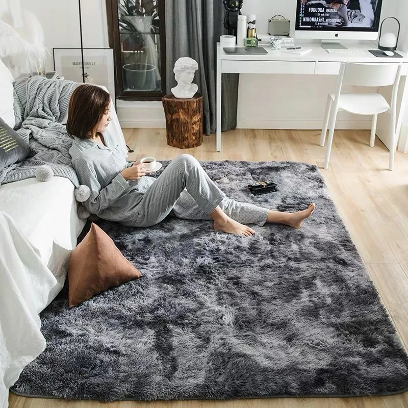 

Nordic Motley Solid Pile Plush Carpet Rugs Living Room Fluffy Large Soft Bedroom/Study/Corridor Shaggy Carpets Child Bedroom