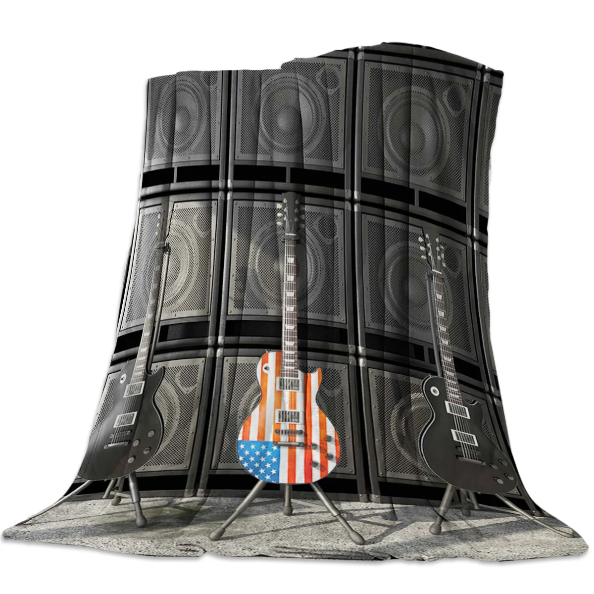 Покрывало для кровати с музыкальным инструментом гитара американский флаг