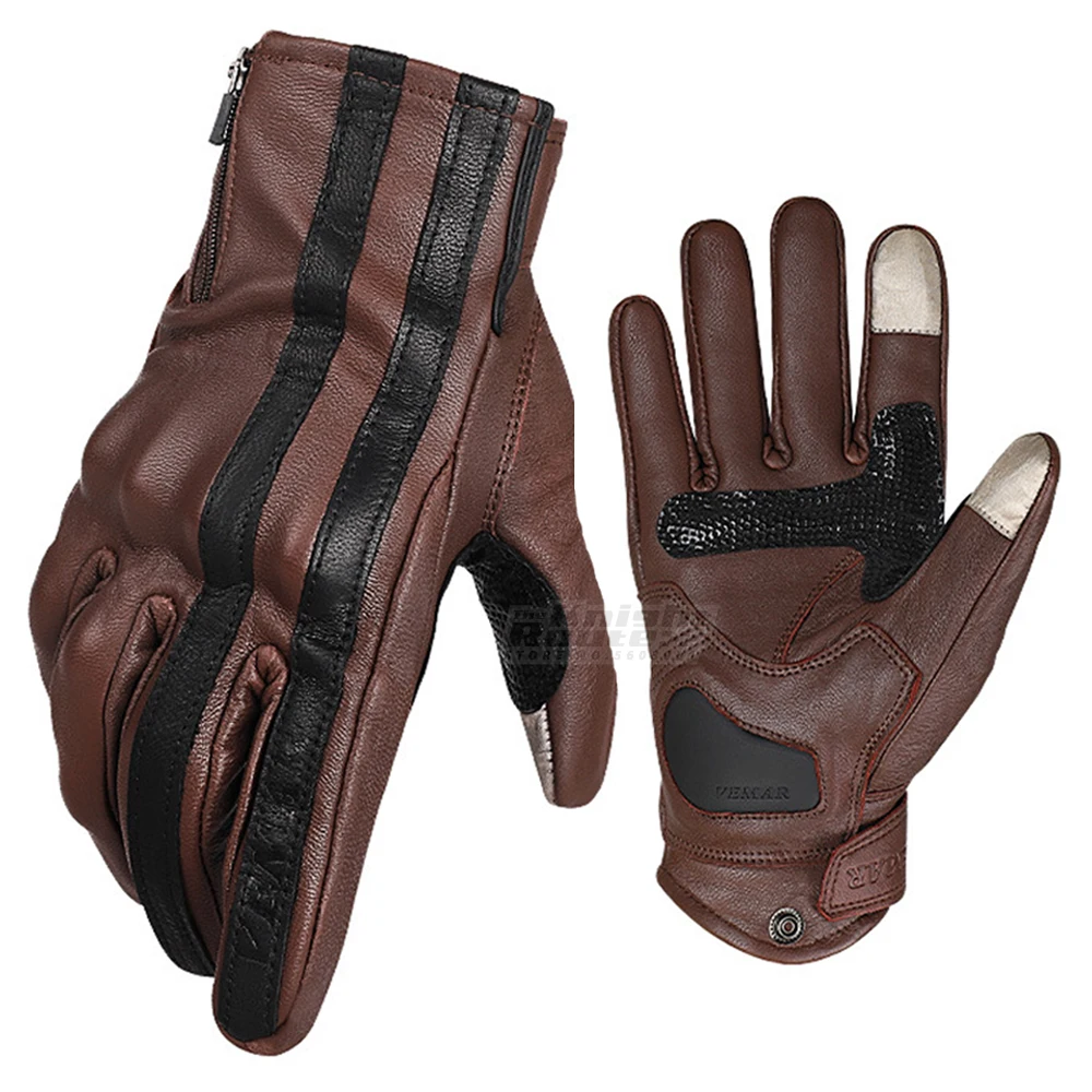 

Винтажные мотоциклетные перчатки, кожаные перчатки в стиле ретро для мотоциклистов, гонок, мотокросса, байкеров, сенсорных экранов, мужские