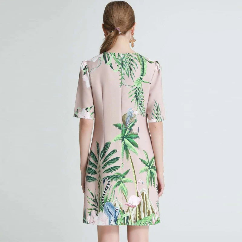 

VERDEJULIAY Deisgenr Fashion Women Dress Runway New Summer Sequined Beading Flower Print Mini Party Holiday Casual Dress