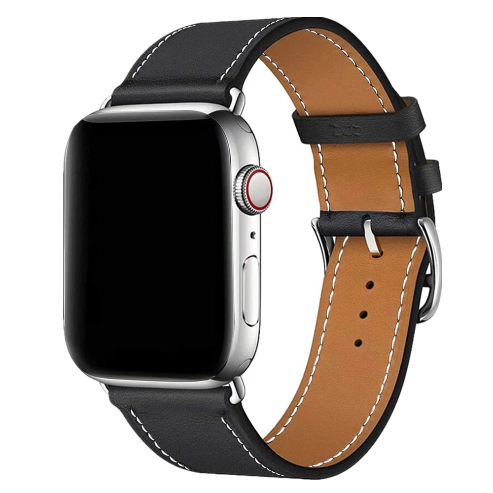 Ремешок для Apple Watch Series 5 40 мм 44 кожаный ремешок iWatch 1 2 3 38 42 черный браслет женщин и
