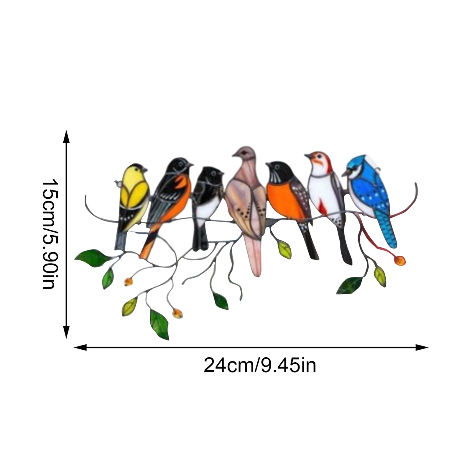 

Multicolor Birds On Wire High Stained Suncatcher Creative Birds Stained Glass Window Hangings Panel Home Decoration Accessories