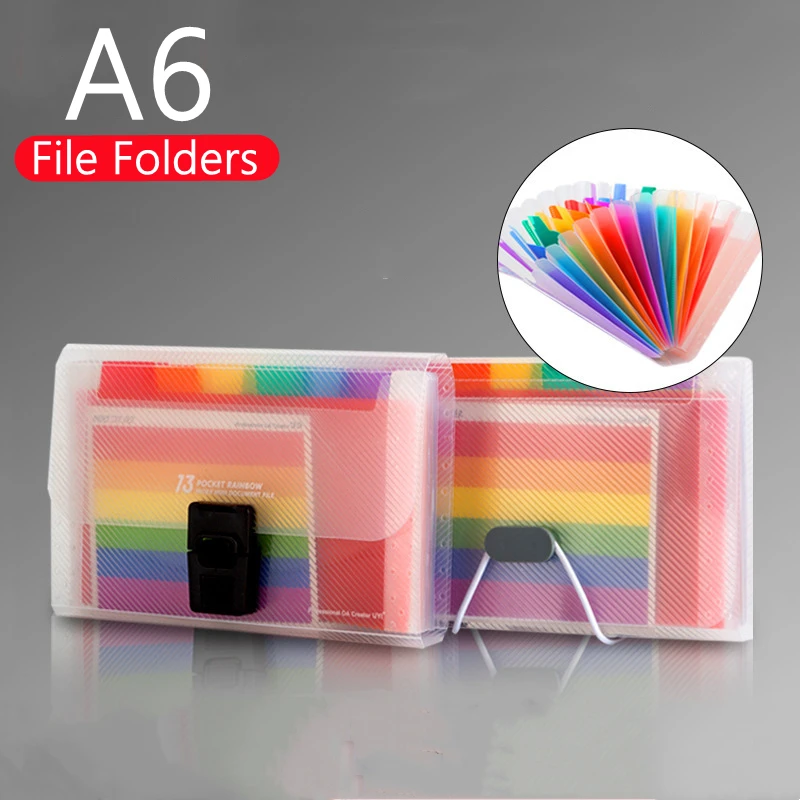 

Mini Document File A6 Rainbow Expanding File Folder 13 Pocket Files Document Organizer PP Wallet for Coupon Receipts Checks