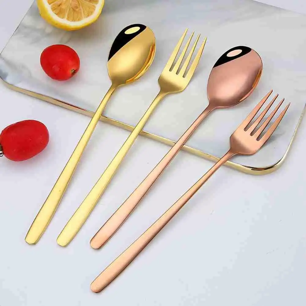 

Steel Korean Spoon Fork Mixing Spoon Portable Tableware Western Spoon Food Spoon Fork Dessert Rice Student R0G8
