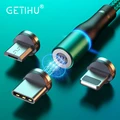 Магнитный USB-кабель GETIHU 3A Micro Type C, магнитный шнур для быстрой зарядки телефона iPhone 12, 11 Pro, X, XR, Xs, Max, Xiaomi, Samsung - фото