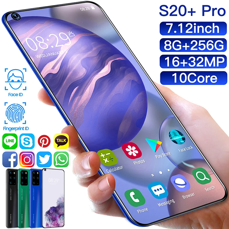 Новый S20 + PRO 7 2 дюймов глобальная версия HD 10 0 Системы GPS 2320x1080 8 ГБ 256 отпечатков