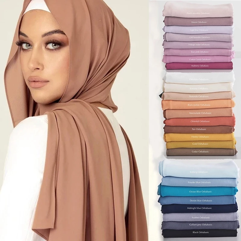 2021 moda kadınlar katı şifon başörtüsü hazır anlık başörtüsü eşarp müslüman şal İslam hicap arap şal kafa eşarp