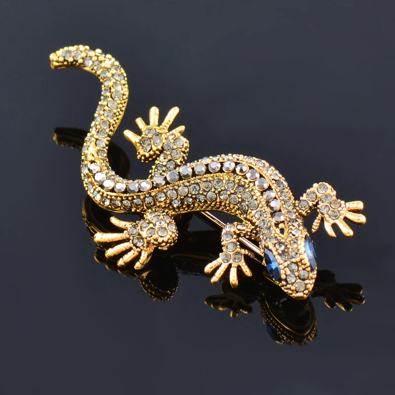 LEEKER блестящие стразы брошь ящерица для Для женщин Винтажная с булавкой ювелирные
