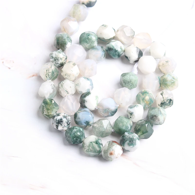 

LIngXiang 6/8/10/12mm naturally carves small flat Tree stripe agates loose beads for jewelry DIY stone bracelets and necklaces