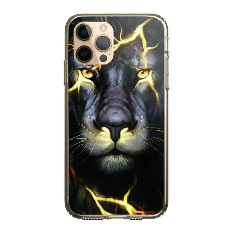 

Ferocious lion Phone Case For Iphone 5 6 7 8 11 12 plus XR X XS SE2020 11/12PRO Max Transparent Cases
